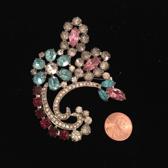 SOLD in trunk sale Vintage Weiss rhinestone pin - Picture 5 of 8